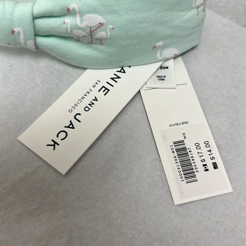 Janie and Jack 100031366 mint flamingo print Headband NWT One Size